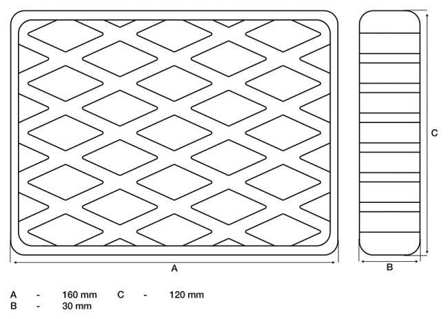 Gummiauflage für Hebebühnen 160 x 120 x 30mm